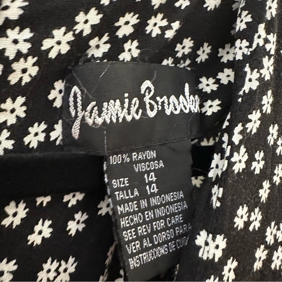 Jamie Brooke Vintage Black Floral Wide Leg Jumpsuit black white sz Medium - Picture 6 of 6